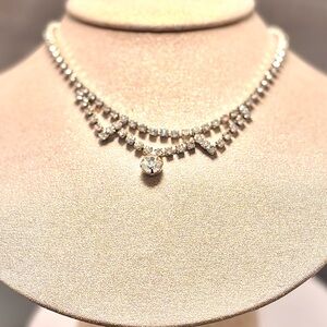 Vintage Rhinestone Silver Necklace